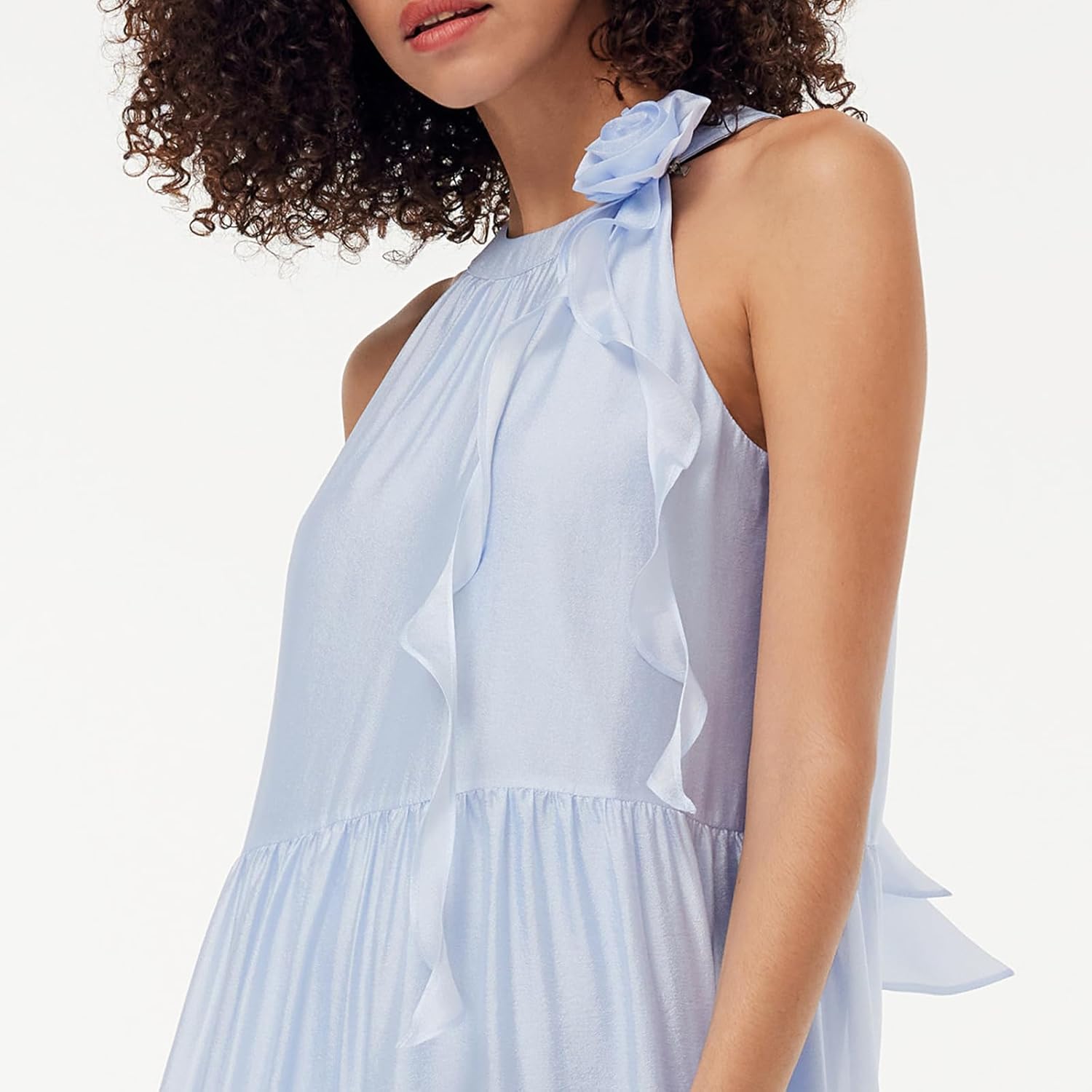 GOELIA Halter Dresses for Women Flowy Beach Vacation Formal Casual Wedding Guest Maxi Summer Dresses with Detachable Flower - Image 4