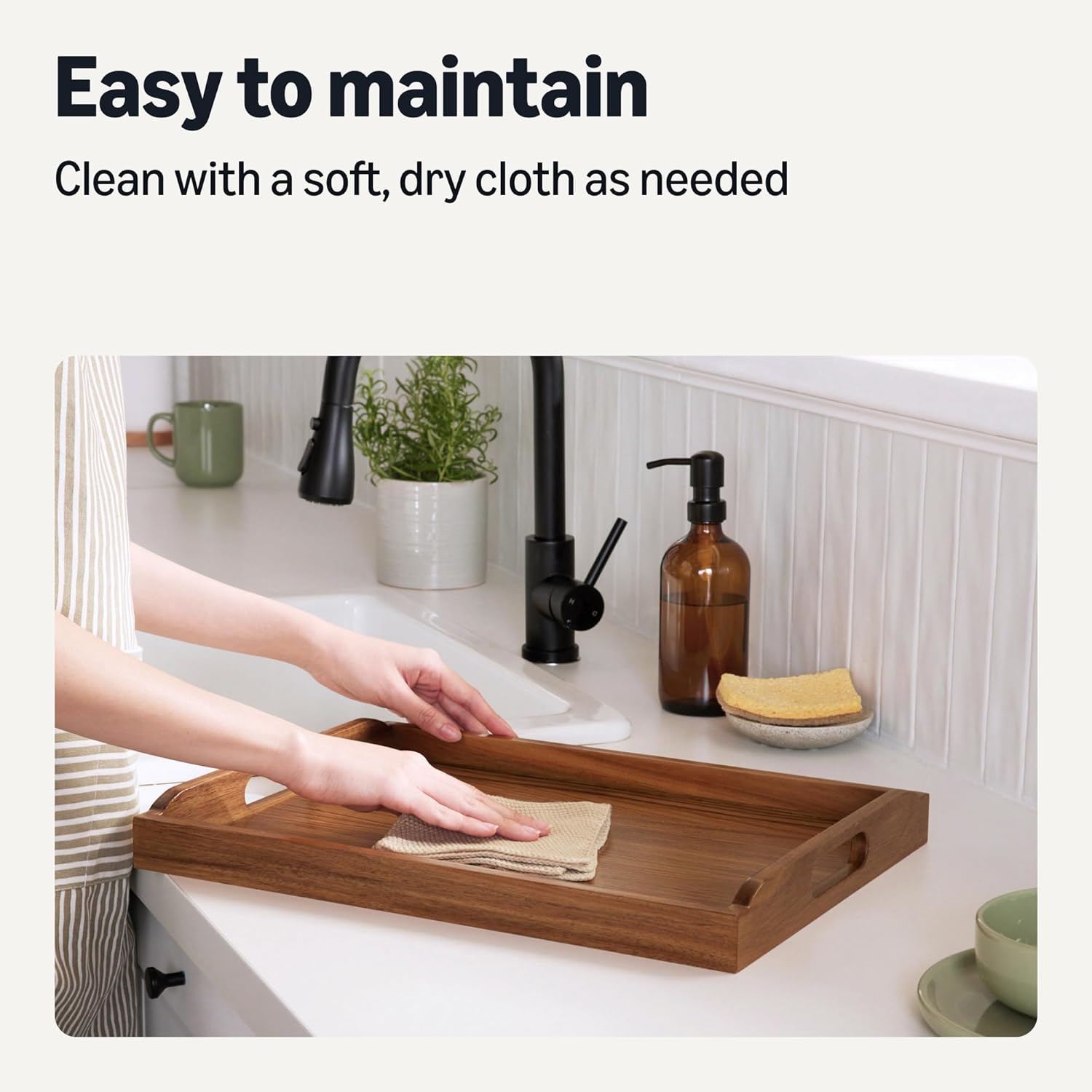 Amazon Basics Wooden Serving Tray, Acacia Wood, 17 x 12 in.