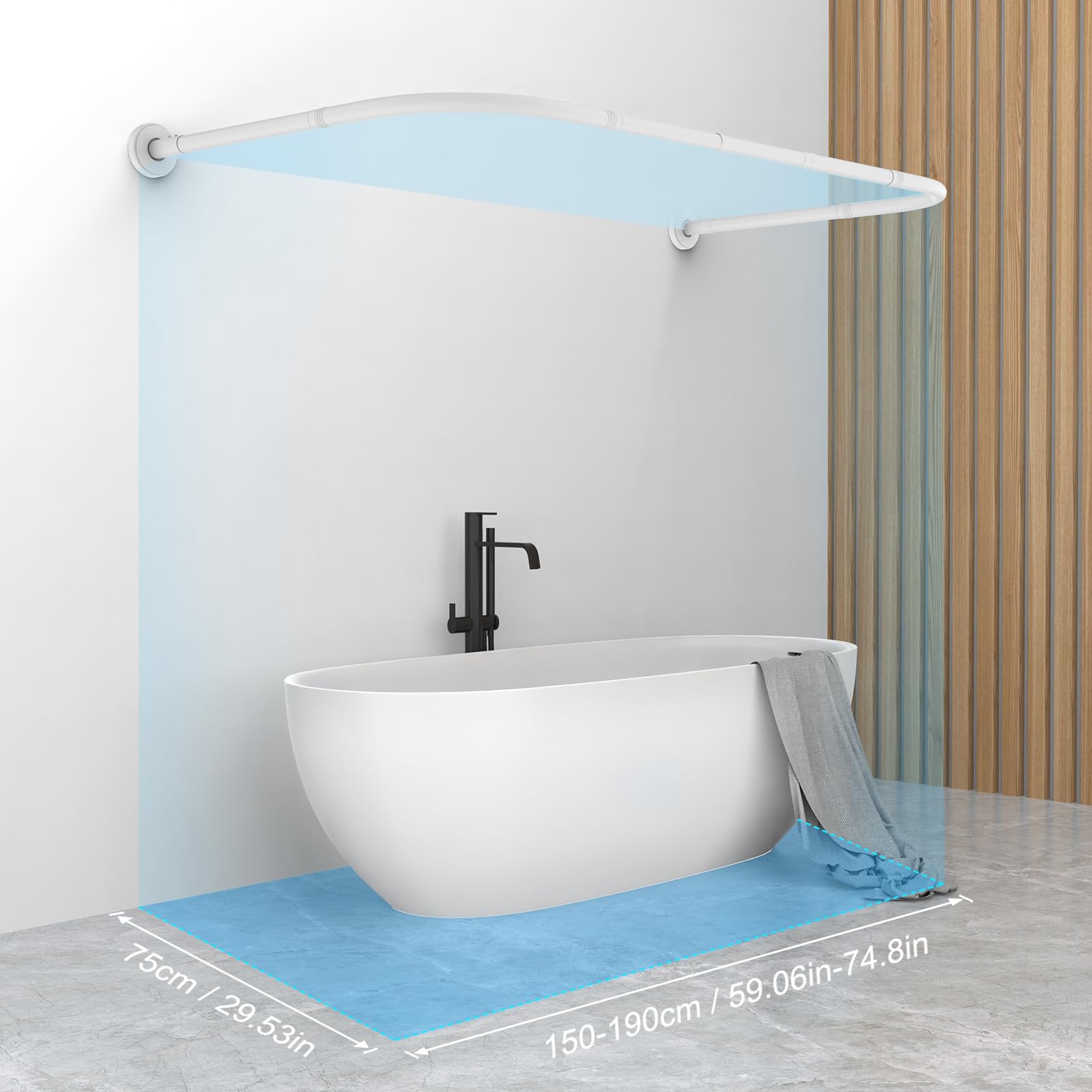 Barre de Rideau de Douche d’Angle Sur-Mesure