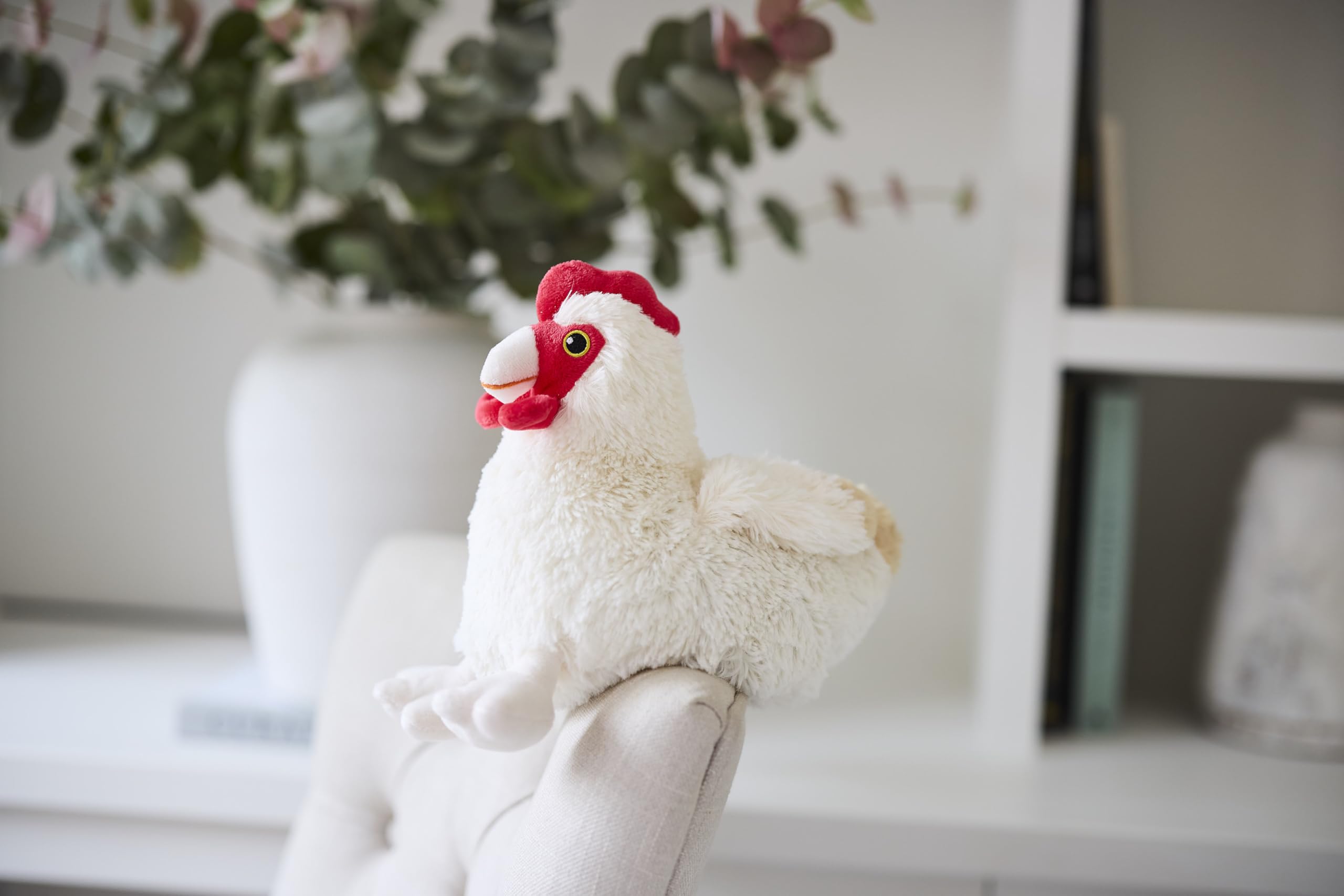 Warmies Creme Henne Plüschtier Große Größe, Vollständig Mikrowellengeeignet und Gewichtetes Kuscheltier für Angst, Im Gefrierschrank kühlen oder in der Mikrowelle erwärmen, Weiches Wärmekissen