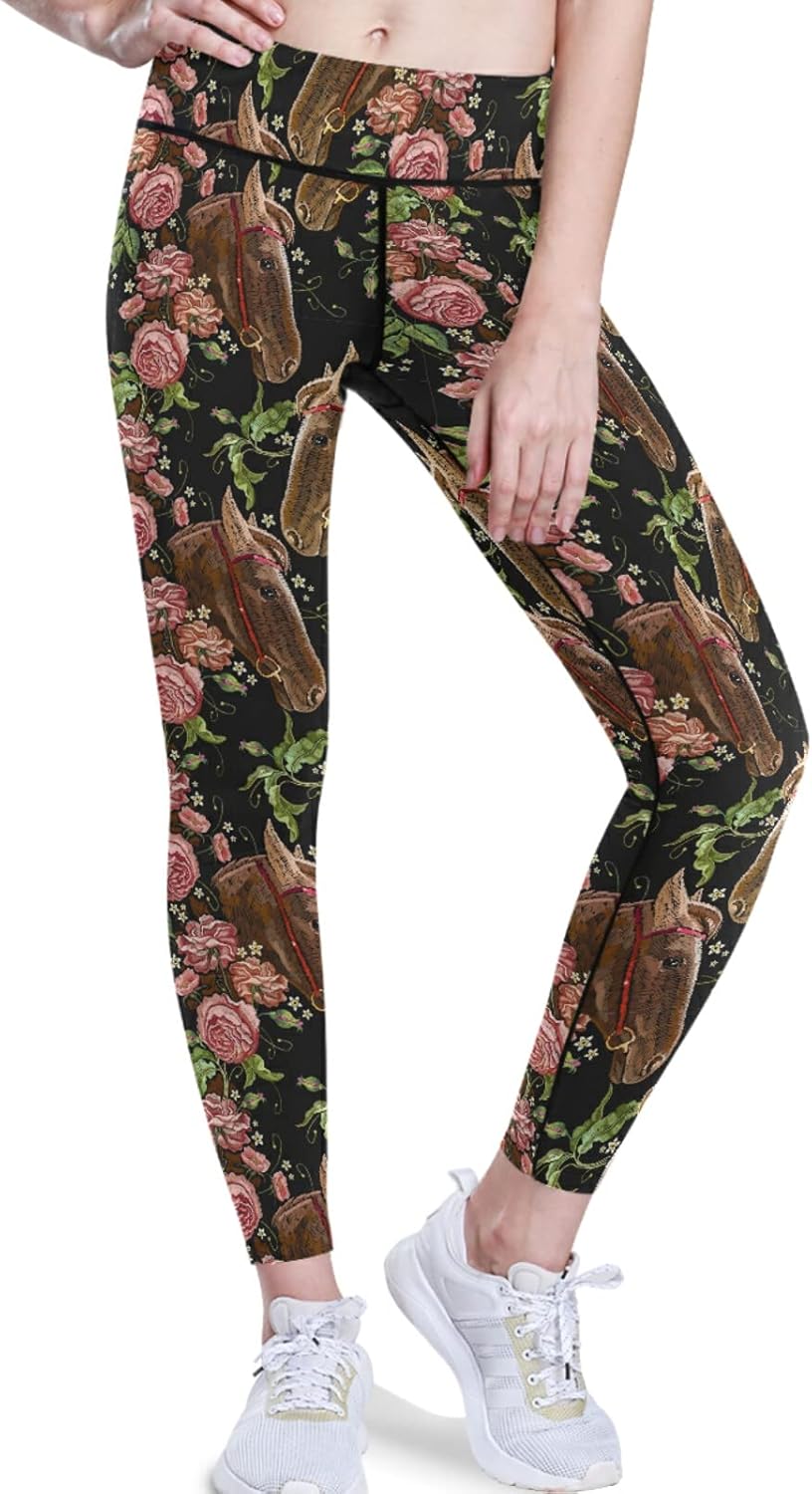 visesunny Women's Yoga Pants High Waisted Tummy Control Non See-Through Running Workout Leggings with Pockets Athletic Pant