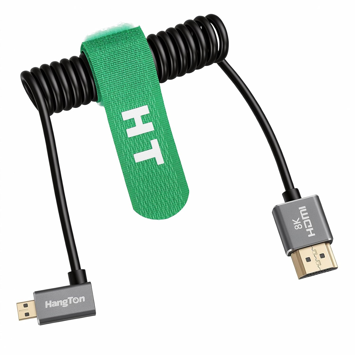 Micro HDMI 4K 8K 60Hz Right Angle HDMI Coiled Cable for Sony A7III A7RIV Canon R5 R6 GH4 S5 Z50 Camera ATOMOS Ninja V Portkeys Monitor Type A D HDMI 2.1