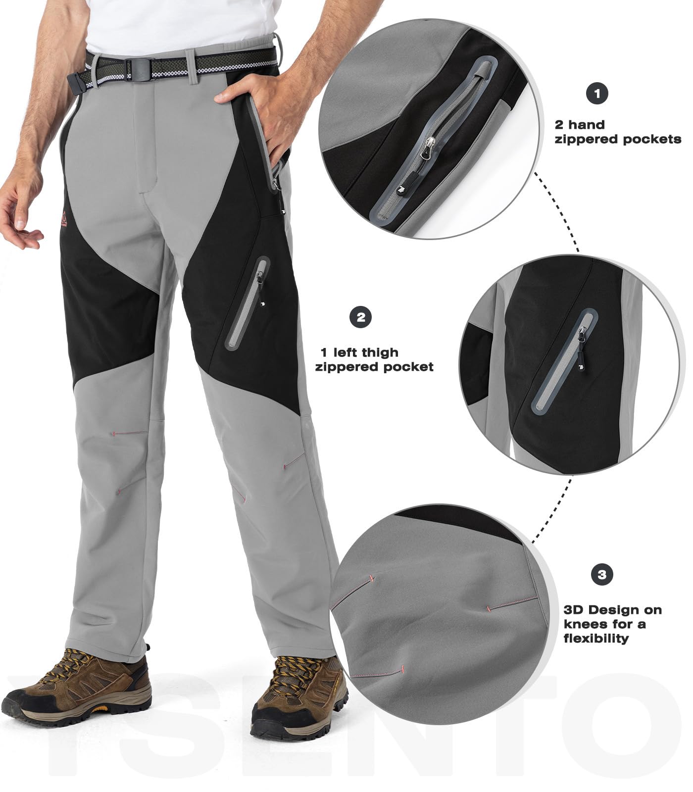 Snapklik.com : Mens Fleece Lined Ski Snow Pants Winter Waterproof ...