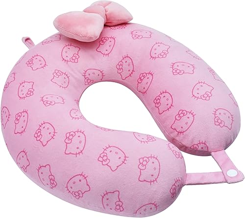 Ful Almohada portátil de viaje para el cuello de Hello Kitty, Rosado, Almohada portátil de viaje para el cuello de Hello Kitty