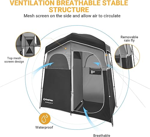Miniatura 4 de KingCamp Tienda de campaña de ducha de gran tamaño, tienda de campaña portátil para exteriores, tienda de campaña para acampar con cambio de suelo,