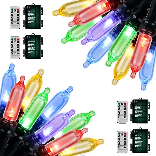 Miniatura 8 de Luces de Navidad Koxly funciona con baterías, 18 pies, 50 luces LED impermeables con temporizador remoto de 8 modos, decoración de jardín,