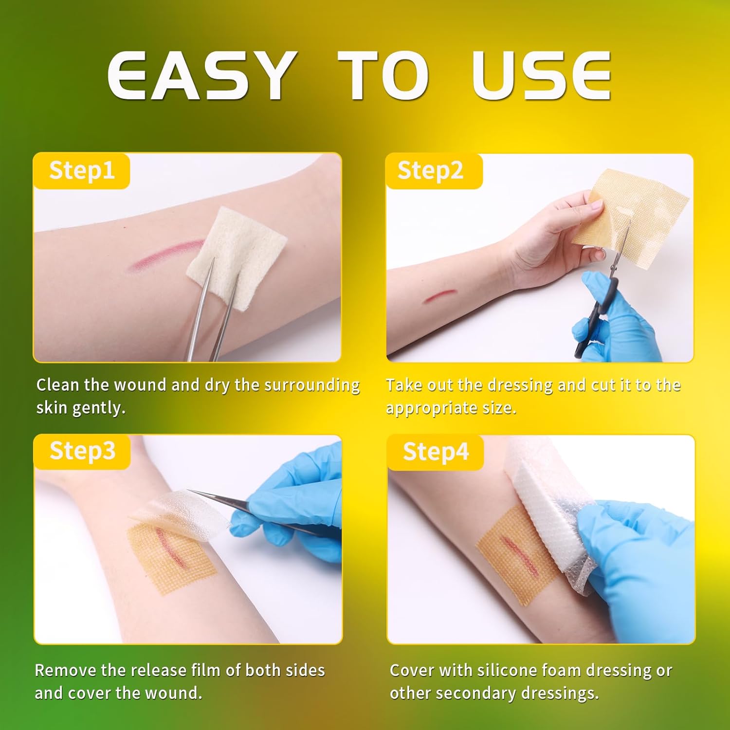 Manuka Honey Gauze Dressing, 12 Individual Pack, 4"x4" Patches, Manuka Honey Wound Care Gauze, for Cuts, Scald and Burns for Wound Healing Dressing