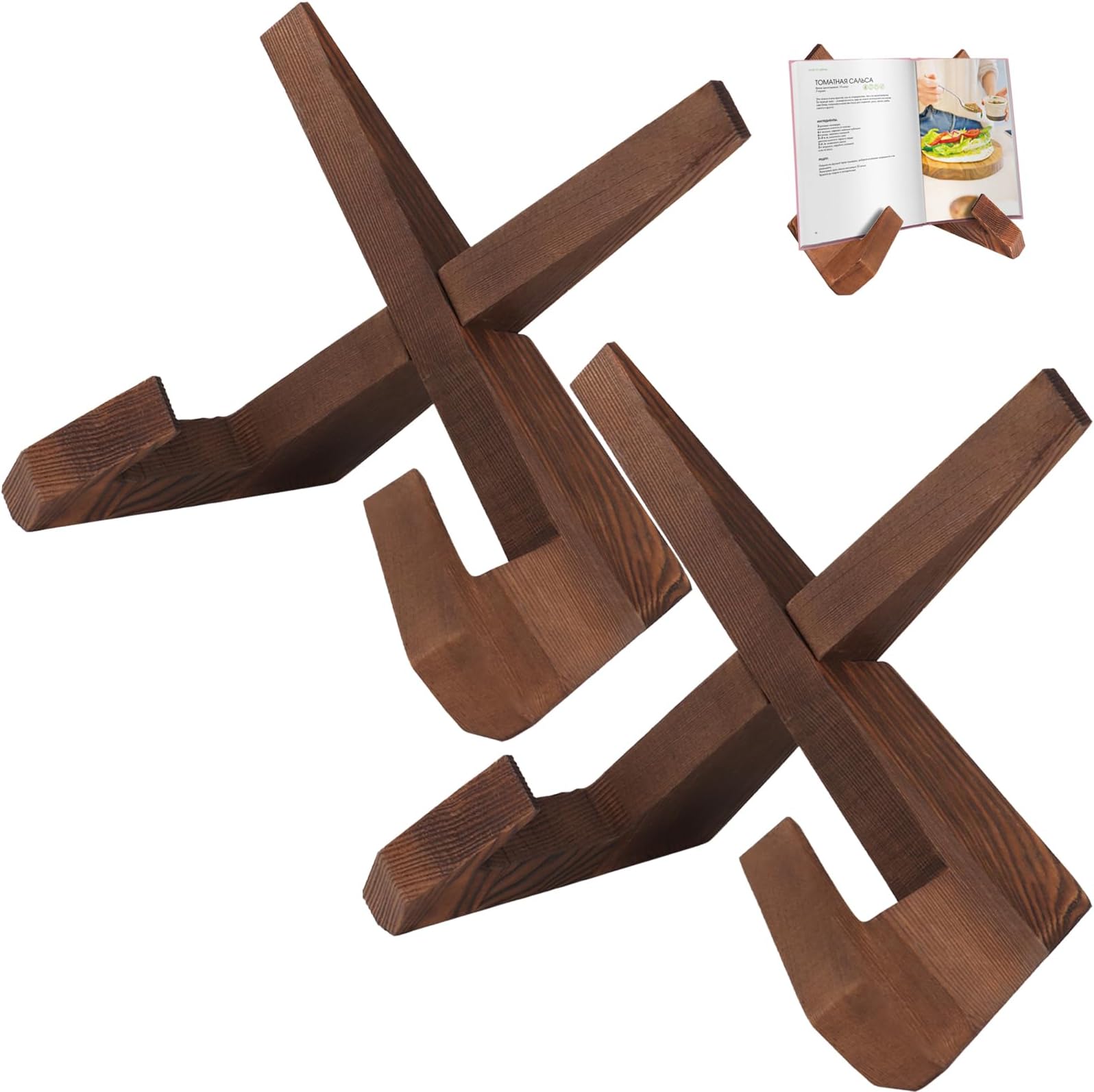 Amazon.com: Cookbook Stand Holder Display Wooden: Rustic Wood Design ...