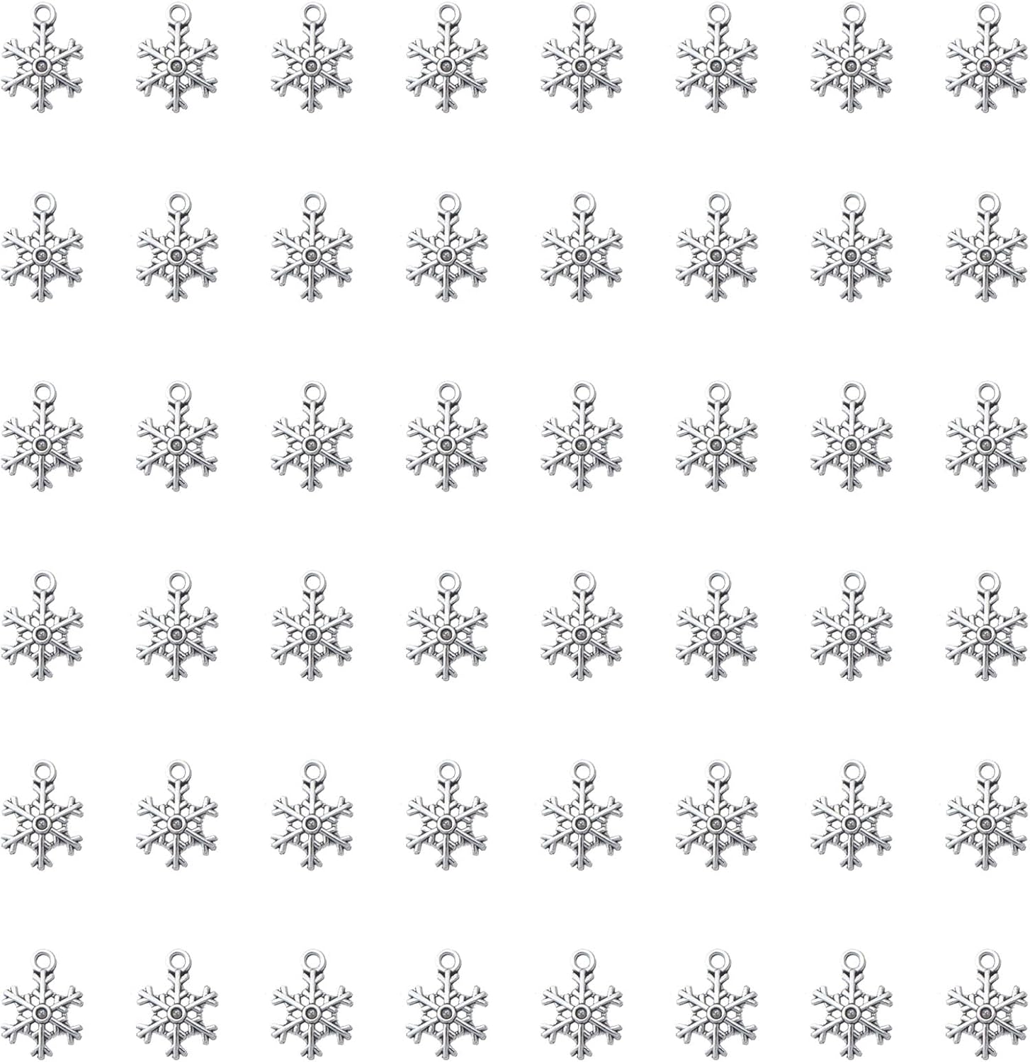 50 Pcs Snowflake Charms Metal Vintage DIY Jewelry Xmas Pendants for Jewelry Making Findings Christmas Trees Decoration Necklace Bracelet Keychain