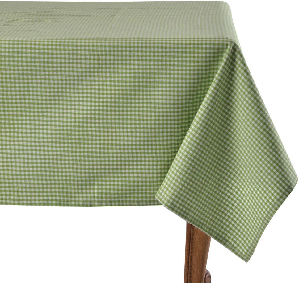 Mahogany Gingham Rectangle, Green, 60 90-inch, 100% Cotton Tablecloth