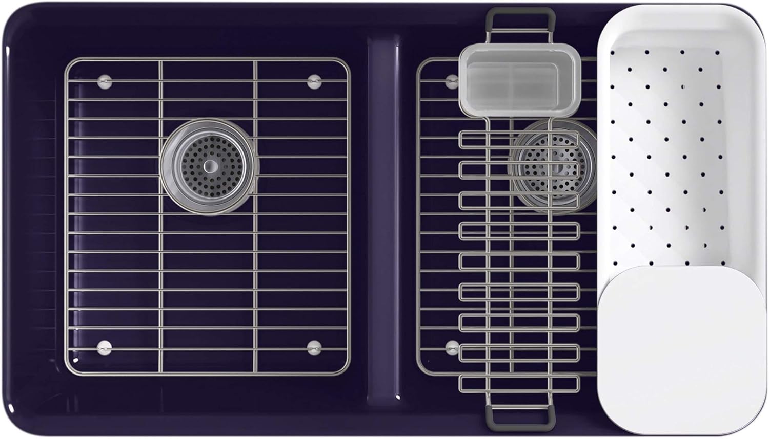 Kohler 8679-5UA3-58 Riverby® 33" undermount double-bowl workstation kitchen sink, Thunder Grey