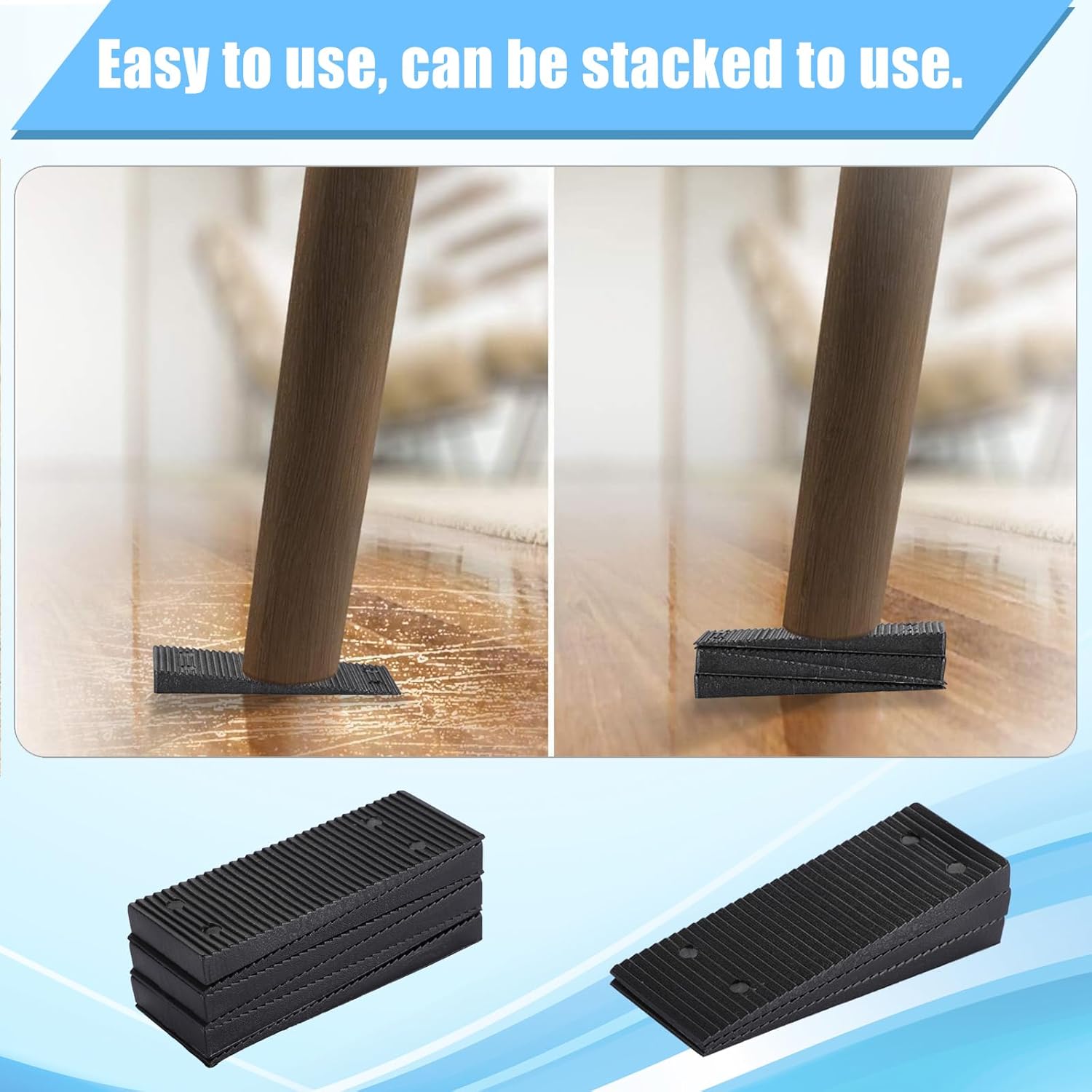 OwnMy 18PCS Plastic Wedges Shims for Leveling, Stackable Composite Shims Small Furniture Pads, Plastic Furniture Levelers Shims Indoor Outdoor for Door Window Toilet Uneven Table Wedge Leveling