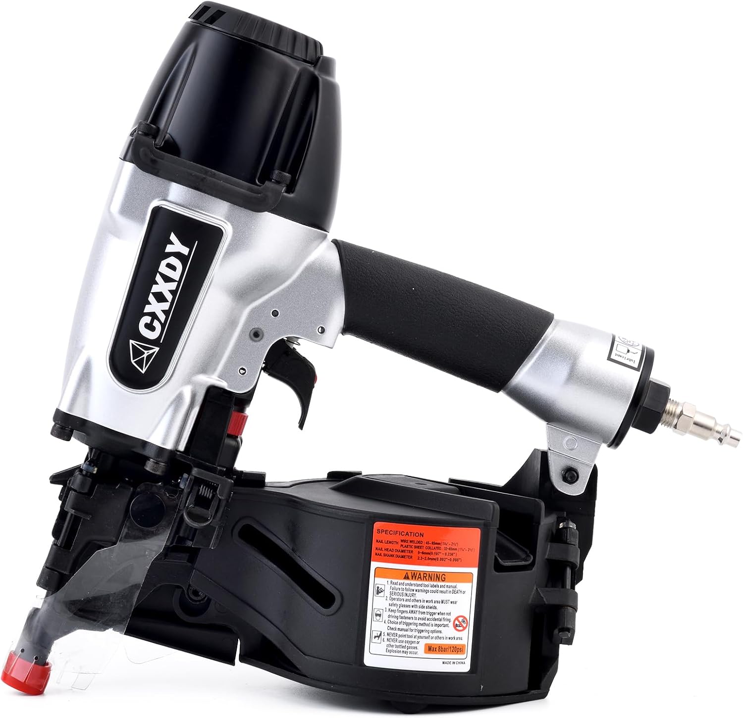 CXXDY Pneumatic Siding Nailer 15 Degree 1-1/4 to 2-1/2 High-Speed, Low Recoil Siding Nail Gun for Siding, Framing, and Fencing Professional-Grade Performance for Contractors and DIYers