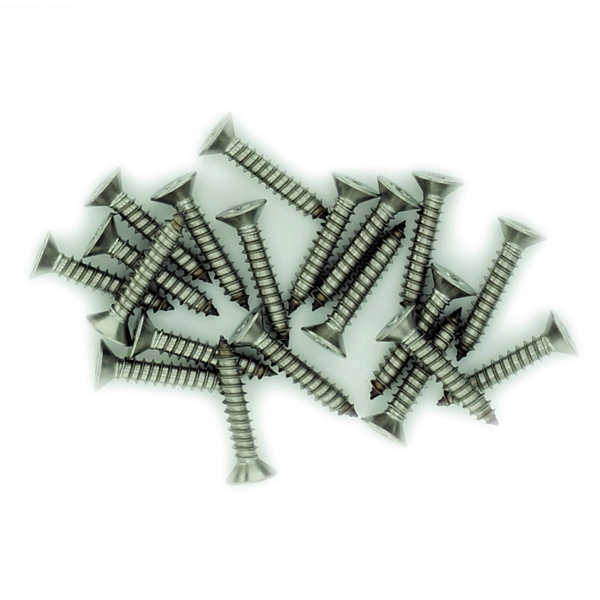 Singularity Supplies Silver No.2 X 0.5 (2.2Mm X 13Mm) Tx Countersunk Self-Tapping Screw - Stainless Steel (A2) (Pack Of 20)