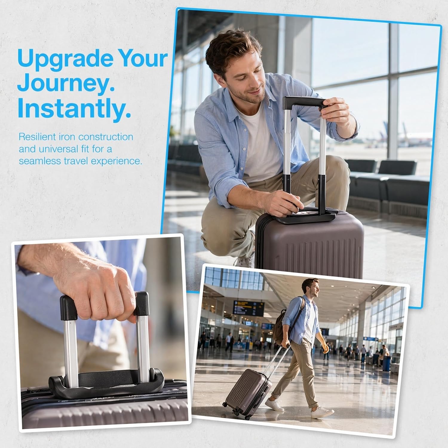 Retractable Suitcase Handle Replacement for Luggage Aluminium