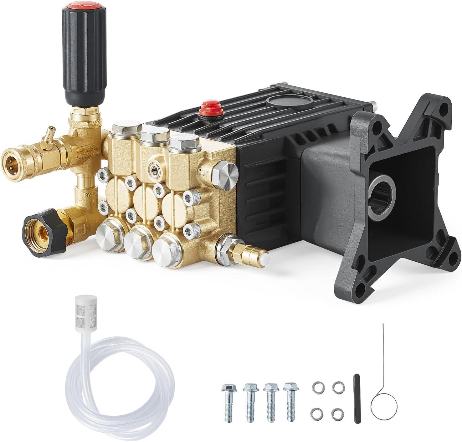 VEVOR Pressure Washer Pump, 1" Shaft Horizontal Triplex Plunger, 3600 PSI, 3.7 GPM, Replacement Power Washer Pumps Kit with Siphon Tube, Hardware, Compatible with Simpson MorFlex 40224, 40225, 40226