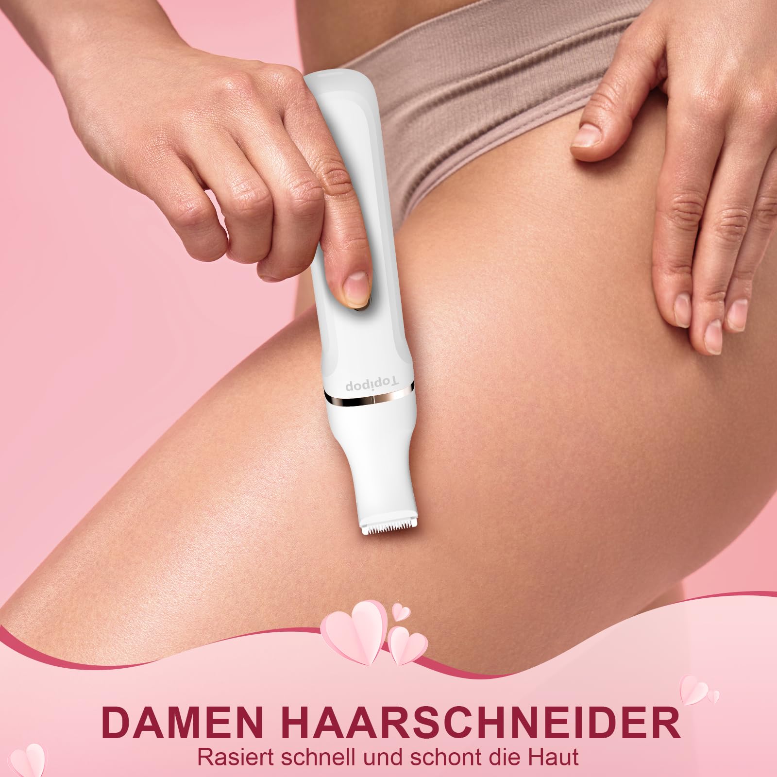 Intimrasierer für Frauen, 3 in 1 Elektrischer Rasierer Damen für Bikinizone, Gesicht und Körper, Kabelloser Bikini Trimmer für Intimbereich, Wasserdicht & Hautfreundlich(Weiß)