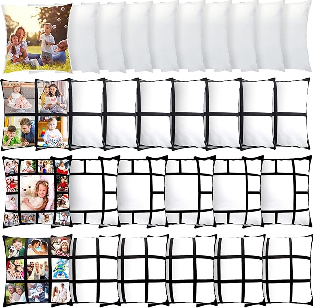 30 Pieces Sublimation Blanks Pillow Case Polyester Sublimation Pillow Cover 17.7 x 17.7 Inch Cushion Case DIY Heat Transfer Throw Pillow Covers Blank with Zipper for Sofa Couch Sublimation Printing