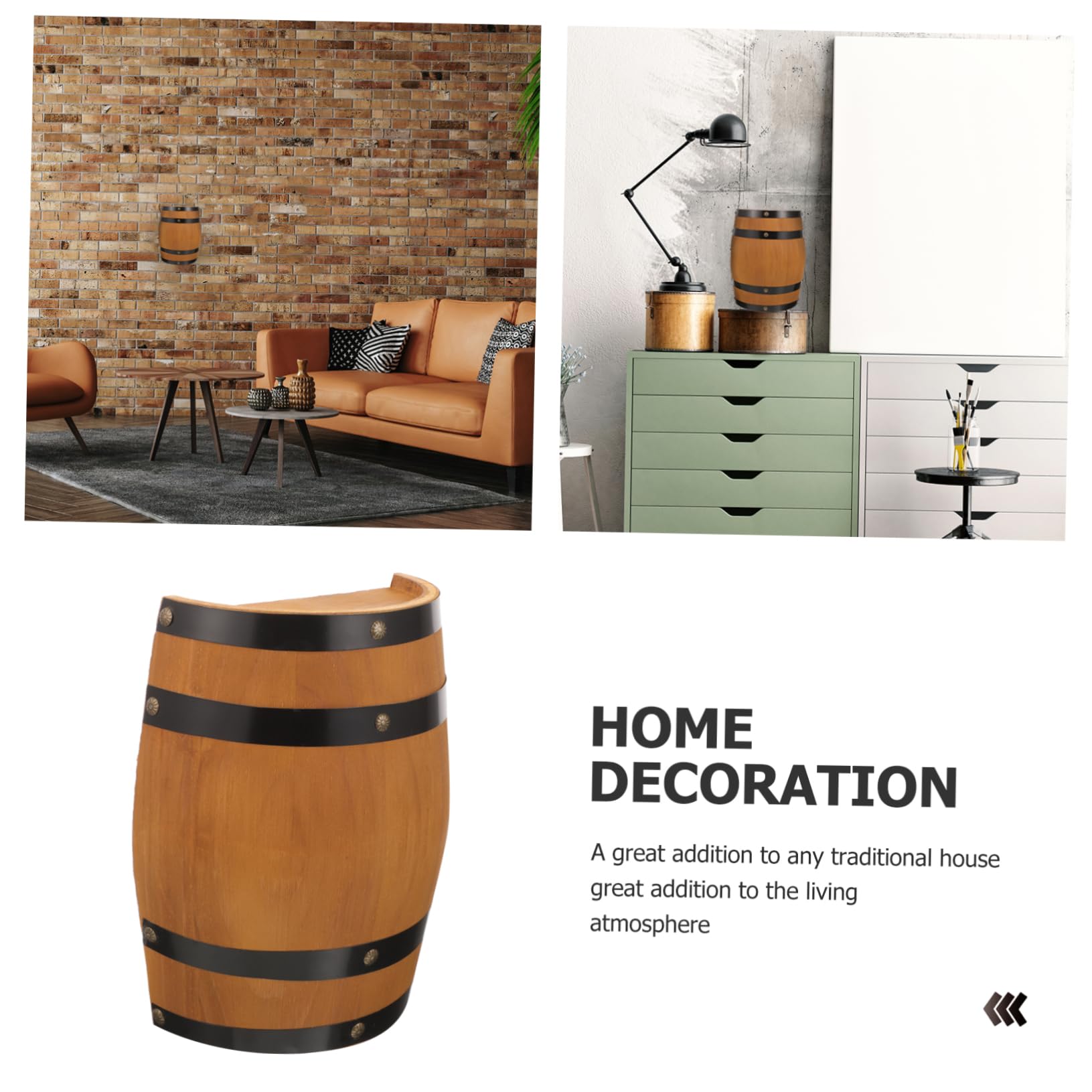 Amosfun Décoration Murale Rétro en Bois de Chêne, Demi-tonneau Unique pour Bar, Ornement Artistique Multifonctionnel et Décoratif pour Salon ou Cave à Vin