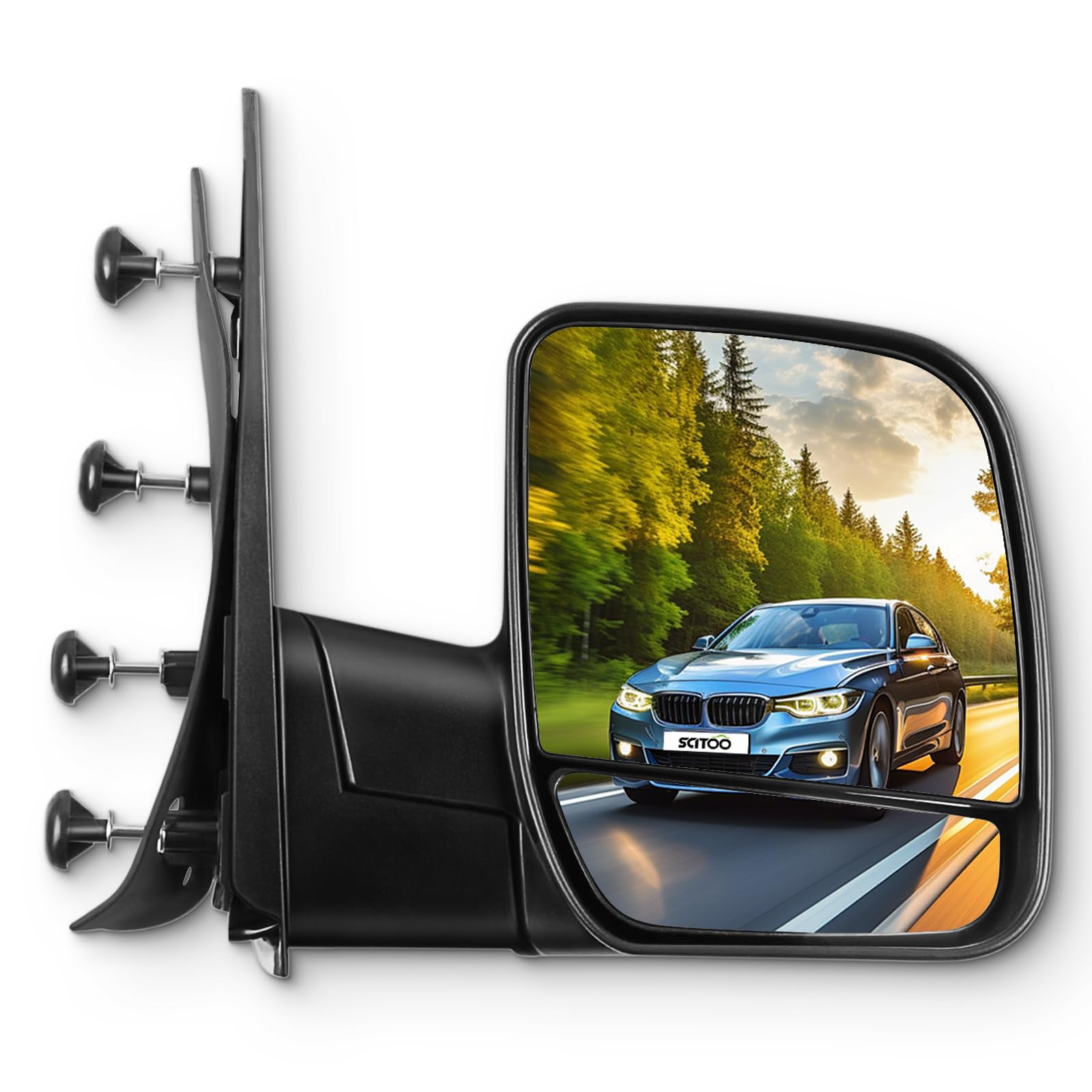 SCITOO Side View Mirror Passenger Right Side Fit For 2003-2013 For Ford E-150 E-250 2004-2013 E-350 E-450 Super Duty E-450 Manual Folding Heated Black