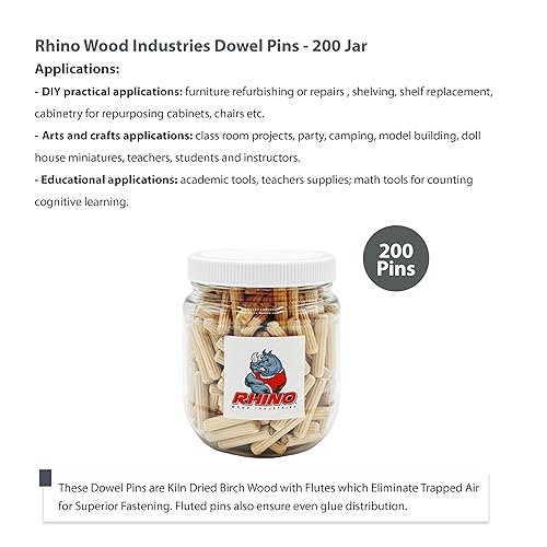 Vista 43 de 1/4" x 1" - Paquete de 500 pasadores de madera - Secados al horno, estriados y biselados (1/4" x 1", 500 unidades)