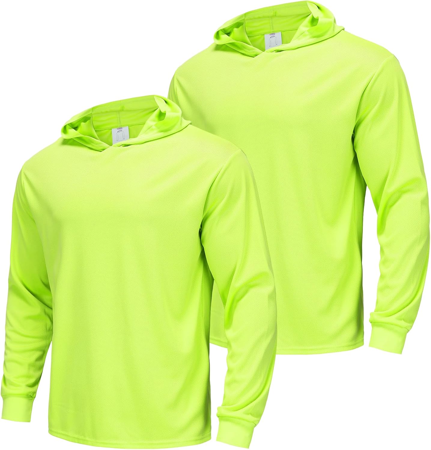 High Visibility Quick Dry Safety Shirt with Hood Hi Vis Breathable Mesh with Sun Protection Long Sleeve Neon Hoodie