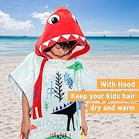 Vista 3 de BANGSAUR Toalla con capucha para niños, para el baño, la playa, toallas de algodón suave, absorbente, para piscina, con capucha, poncho para bebé