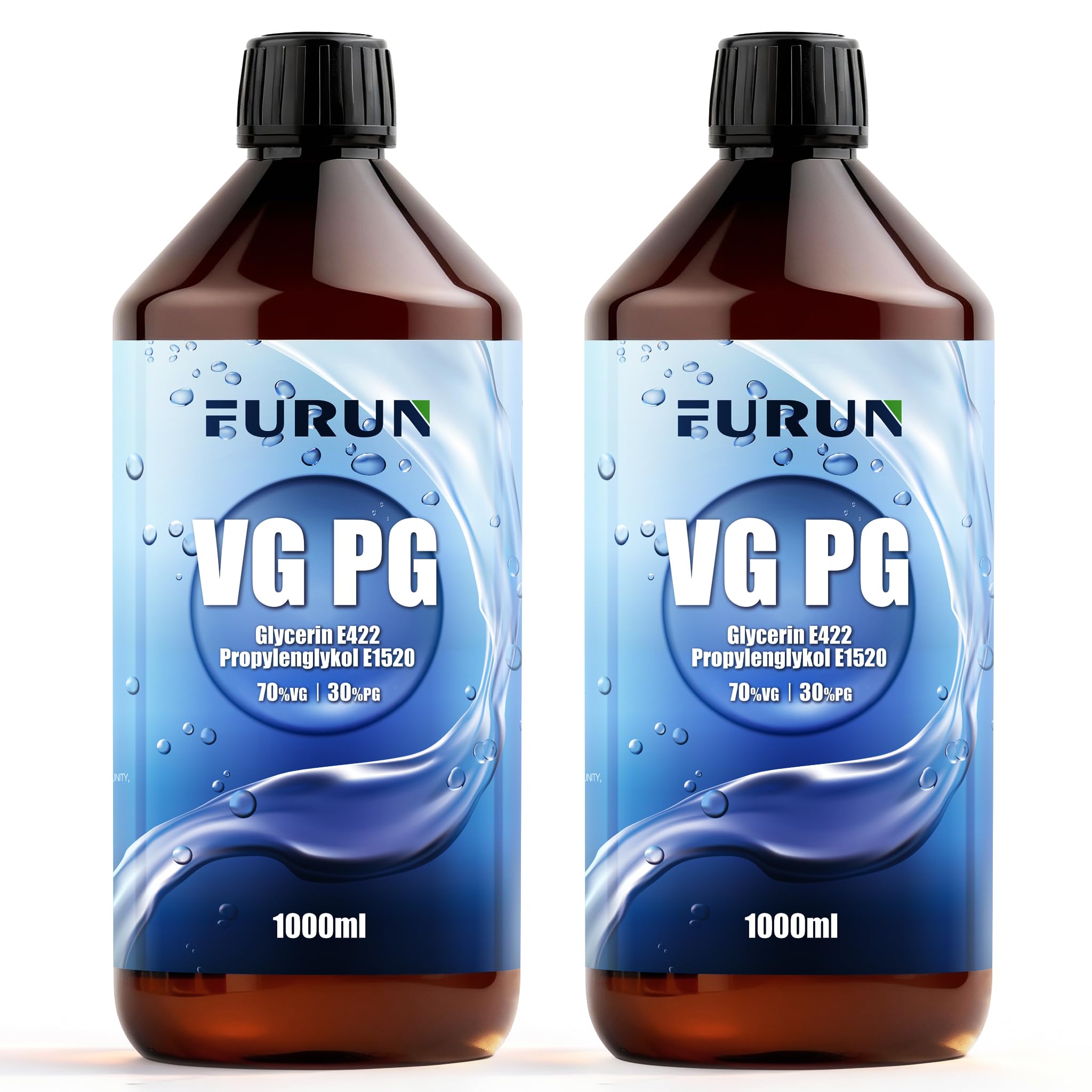 FURUN 70% VG Glycerin 30% PG Propylenglykol E422 E1520 Pharma-Qualität, Reinheit >99,9%, Vegan, Kindersichere PET-Apothekerflasche