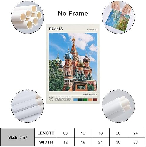 Miniatura 2 de Rusia Print - Póster de pared con diseño de Rusia, póster de pintura en lienzo, cuadros e impresiones artísticas de pared para sala de estar,
