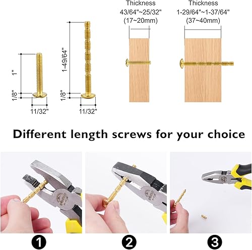 Vista 6 de Perillas de latón pulido para cajón, manijas de latón macizo, accesorios para tocador, cocina, dormitorio, baño (paquete de 2)