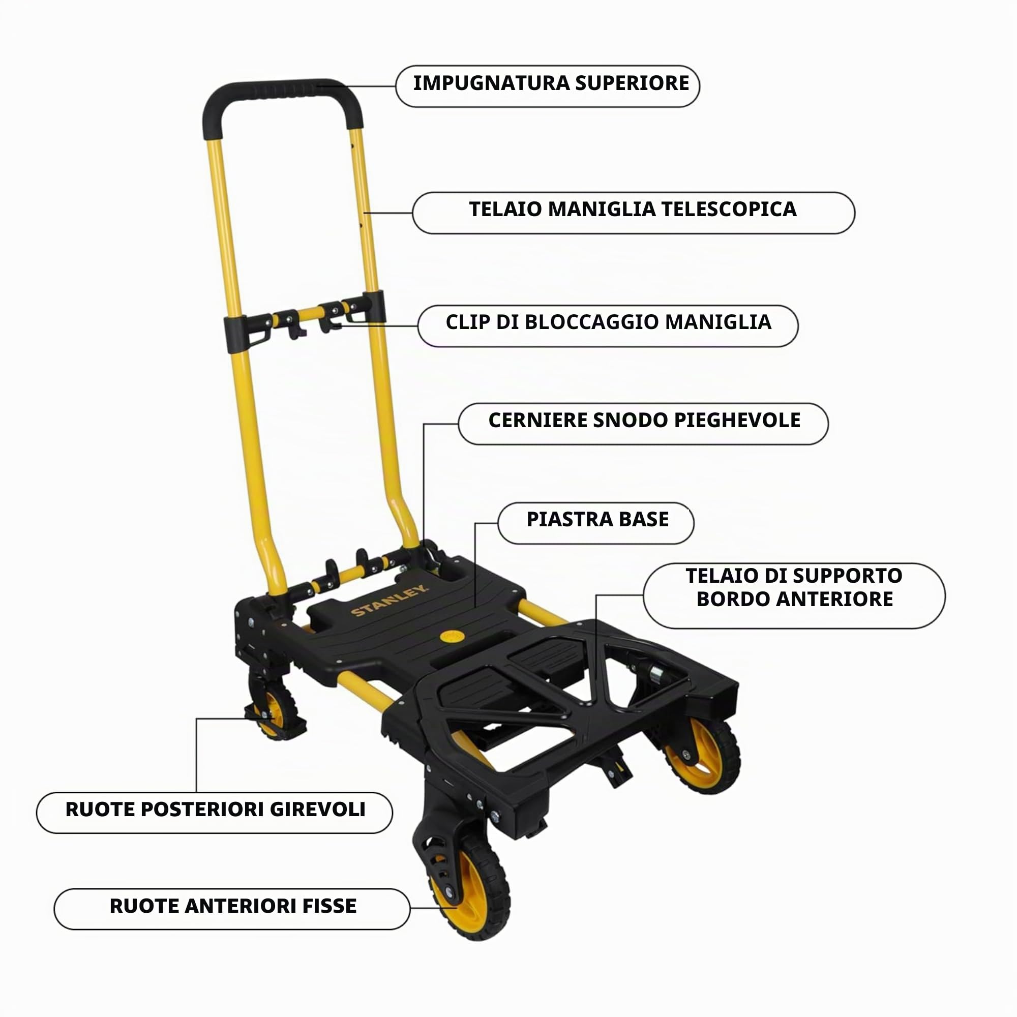 Stanley SXWTD-FT585 - Carrello ripiegabile 2 in 1 - può essere utilizzato come carrello a piattaforma e carrello - completamente ripiegabile per un facile utilizzo - capacità di carico 70/137kg