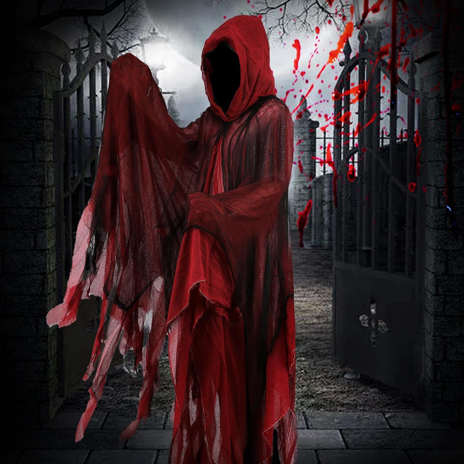 Wizard Ghost Costume Hooked Cloak Medieval Renaissance Cape Death Horror Scary Gifts for Halloween Party Cosplay