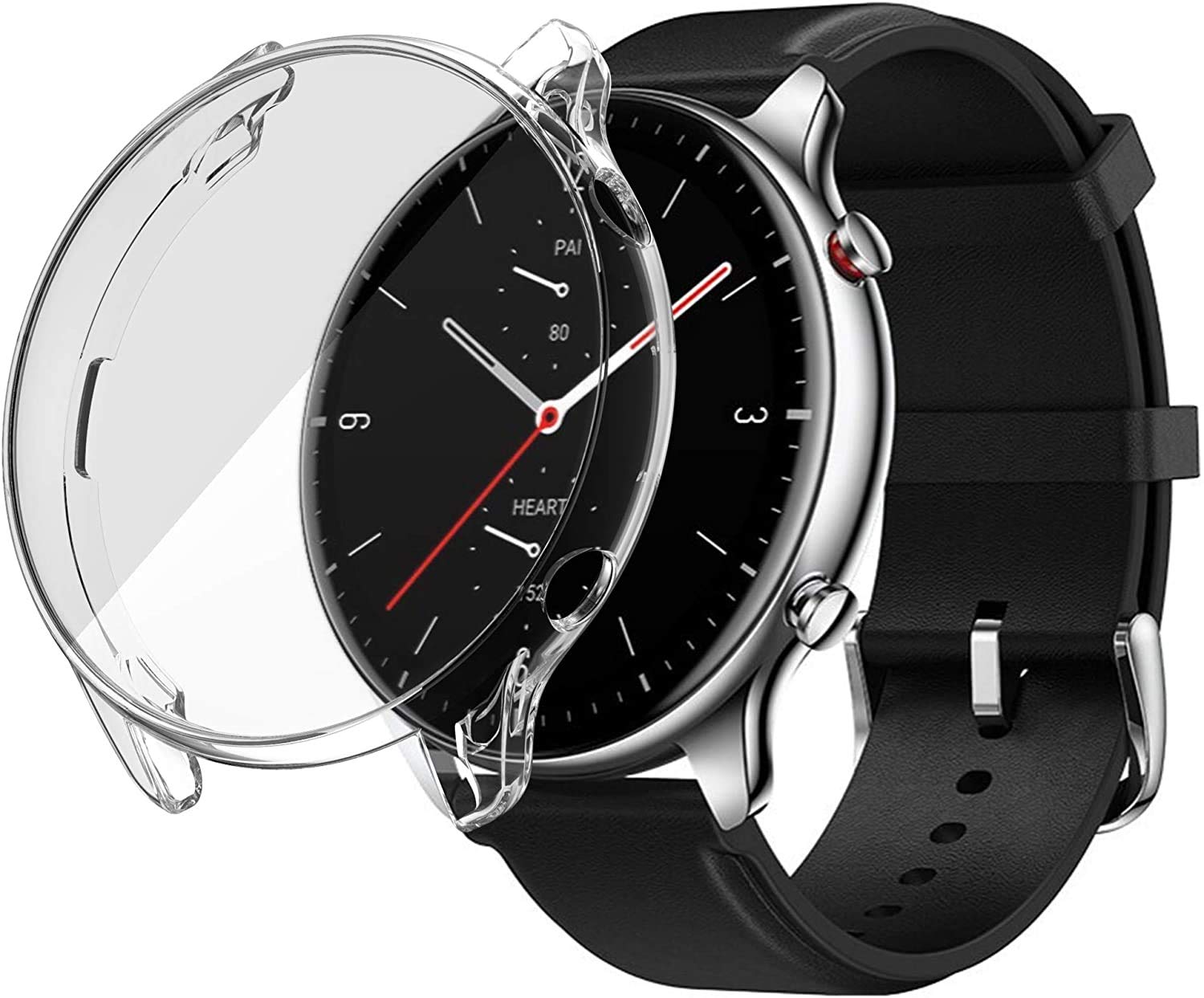 SkyBand TPU Silicone Custodie Compatibile per Amazfit GTS 2 (Trasparente + Nero + Grigio