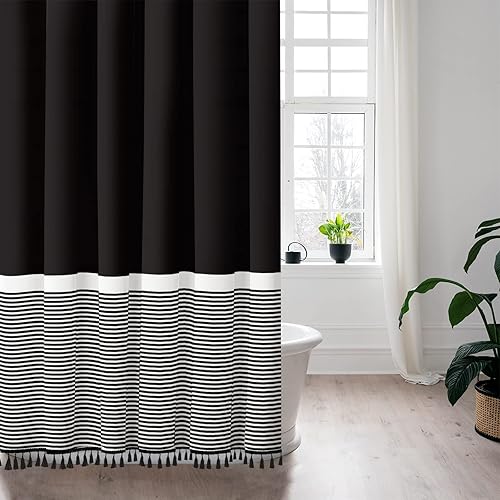 Seasonwood Cortinas de ducha extra largas de 96 pulgadas modernas cortinas de ducha bohemias para el baño tela impermeable juego de cortinas de