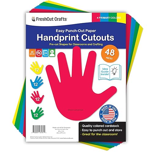 48 Piece Handprint Primary Cutouts with IDEA Guide, US Made