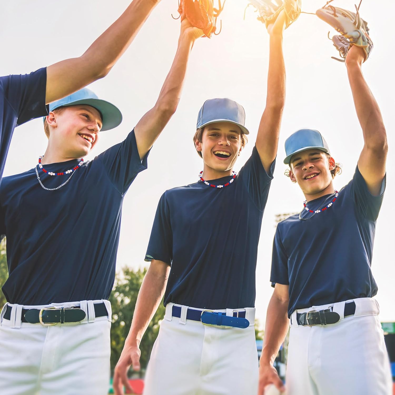 Tondiamo 12 Pcs 19 inch Baseball Necklace Beaded Youth Baseball Necklaces for Boys Gifts Team Players Lovers Accessories (Blue Orange White) - Image 3