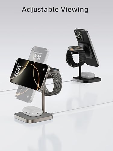 Miniatura 9 de Certificado Qi2 Estación de carga LULULOOK 3 en 1 con MagSafe, cargador inalámbrico QI2 de 15 W, cargador magnético para iPhone 171615141312,