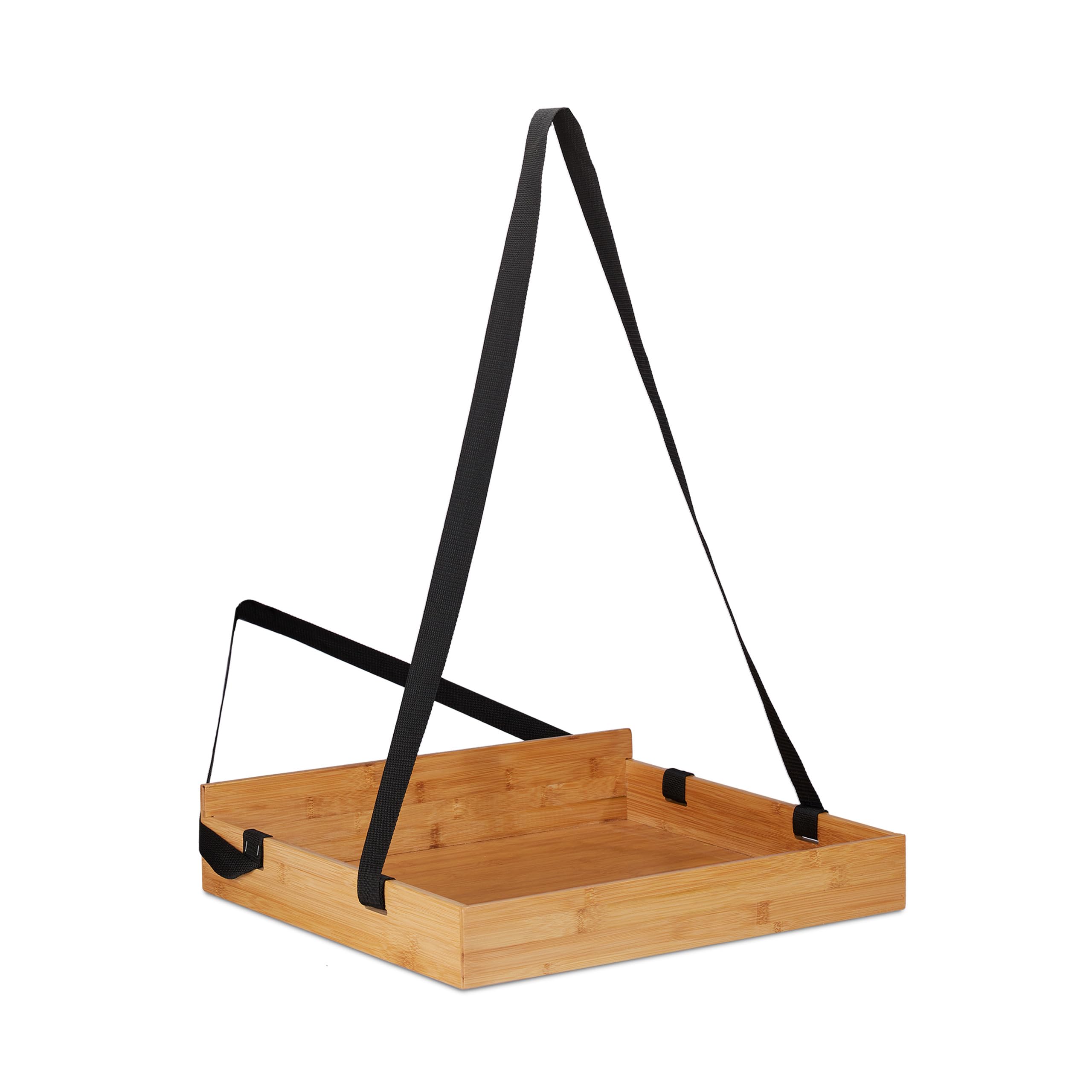 relaxdays Bac en Bambou, Enterrement de Vie de célibataire, Accessoire de fête, 2 Sangles, 50x40 cm, Nature