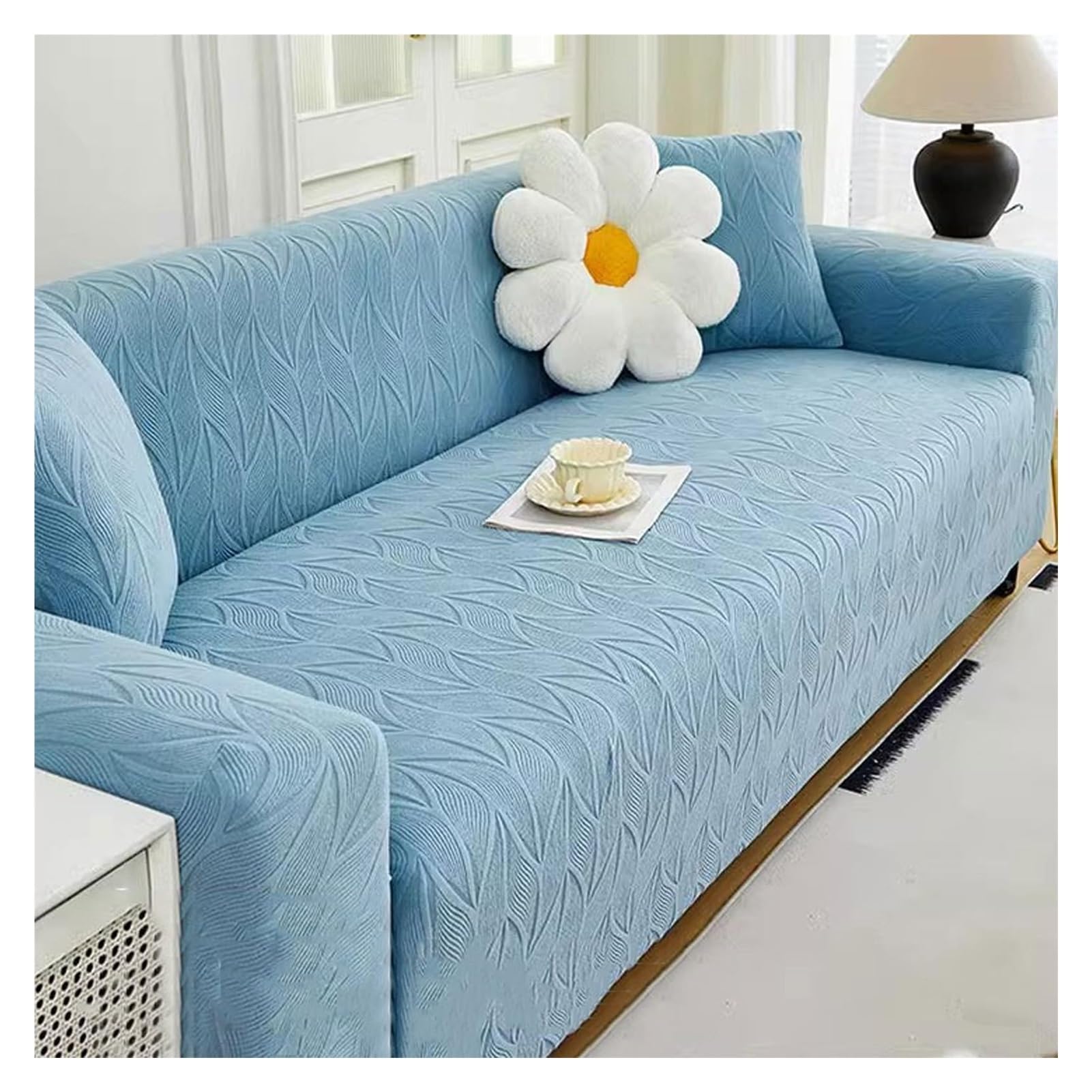 Housse de canapé en velours extensible 1 place protection mobilier de salon 90-140cm