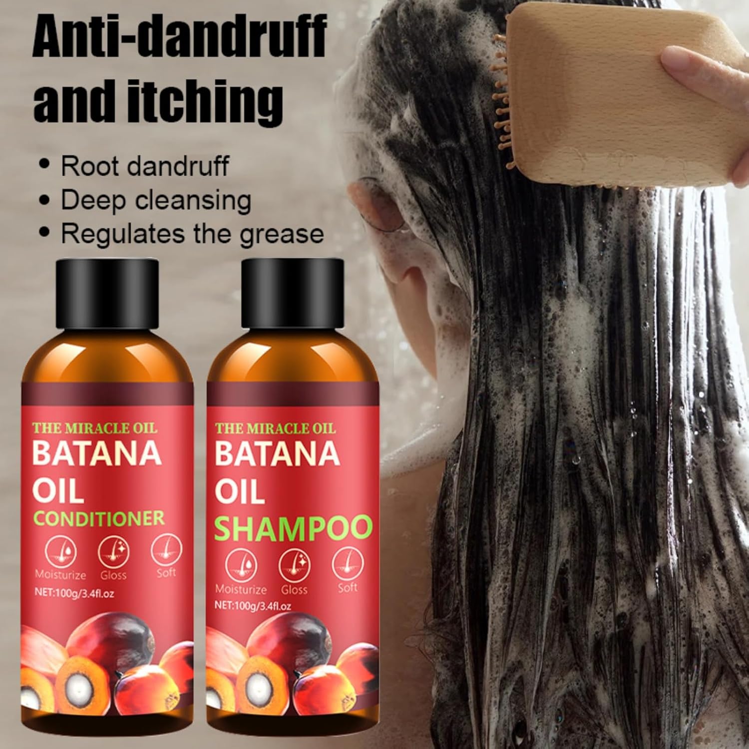 Batana Oil Shampoo and Conditioner Set, Batana Oil for Hair Growth Shampoo, Hair Thickening Product for Women and Men Daily Hair Care, Hair Regrowth Shampoo for Thinning Hair & Hair Loss - Image 2