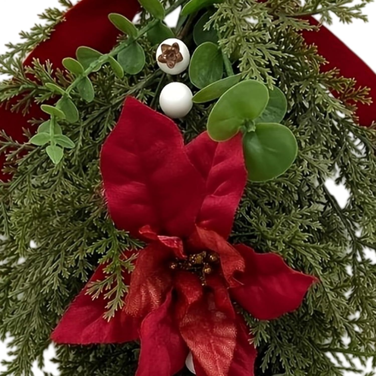 Christmas Door Swag Realistic Faux Pine Needles Berry Farmhouse