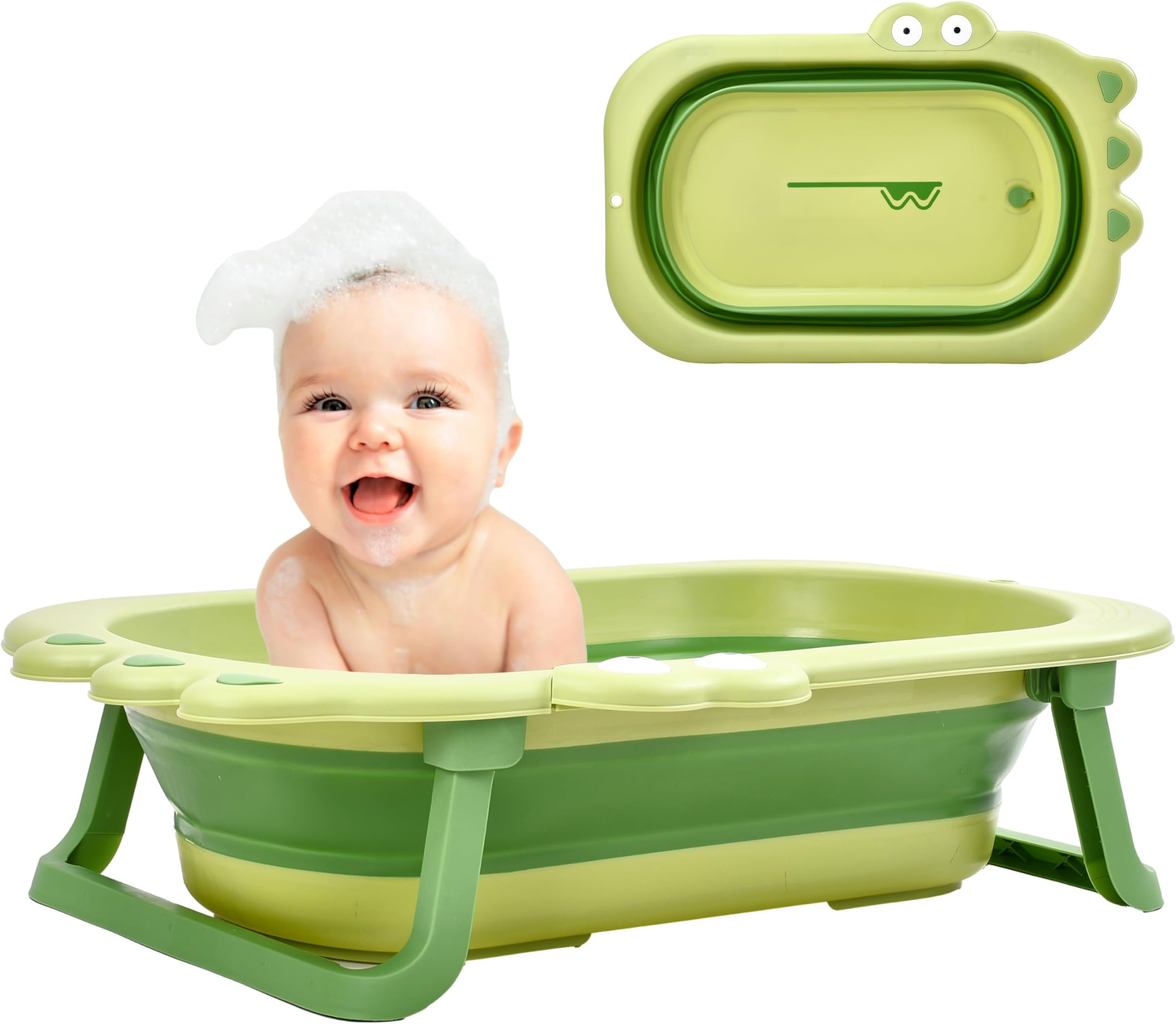 Tranquil Beauty Collapsible Baby Bath Tub - Your Portable Travel Companion for Little Ones - Convenient Folding Design for Newborns - Ideal for Home, Travel, or Outdoor Adventures - Green, 21x80x54 cm