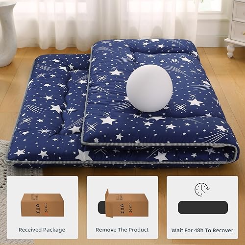 Miniatura 7 de Colchón japonés retro bohemio, tapete vintage de tatami floral, colchón de futón enrollable portátil para invitados, Tavel (estrella, individual 80