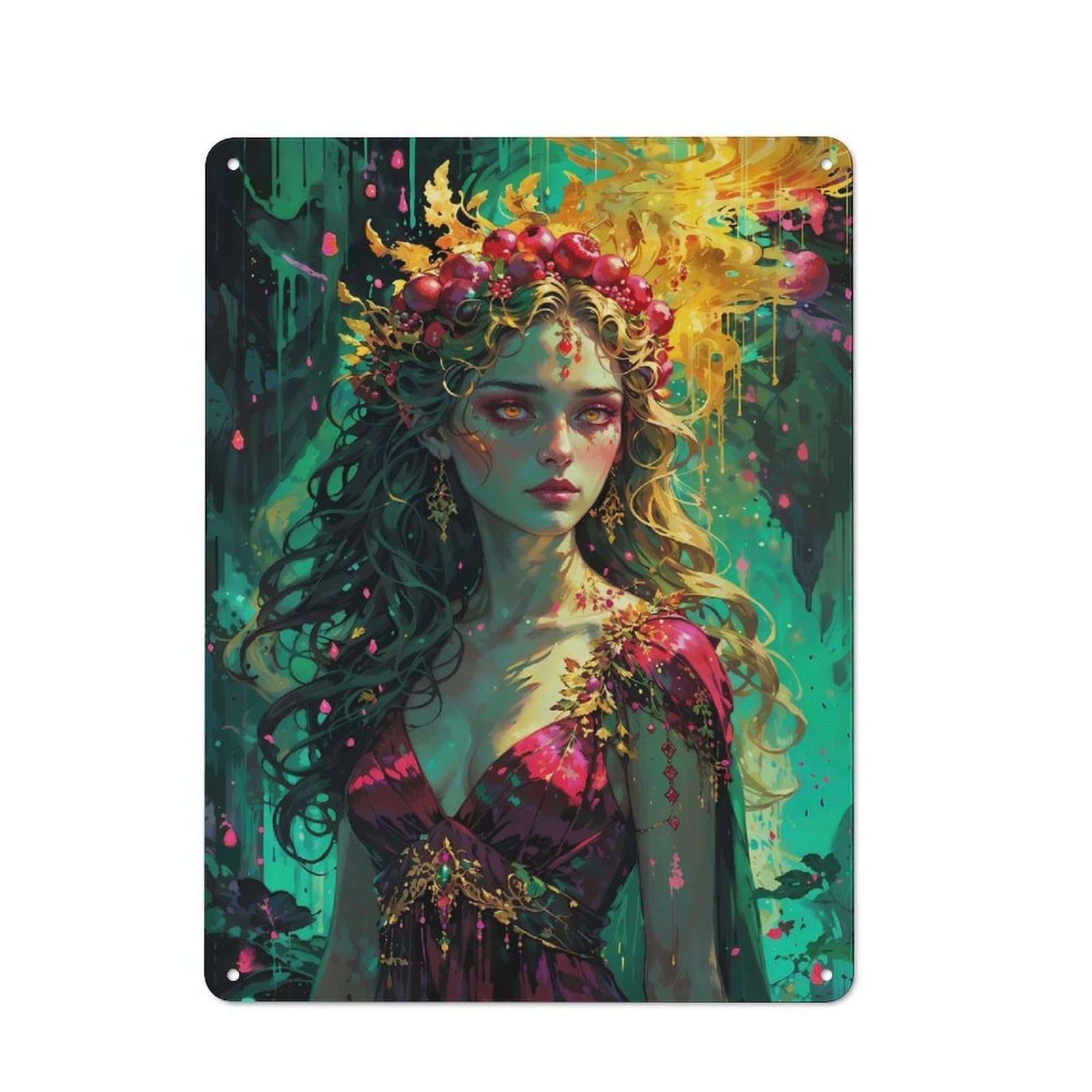 Junmoney Persephone Queen Of Dual Realms Smart Office Metal Sign 40X30cm, Study Room Decor For Home Office, Reading Corner Or Bedroom