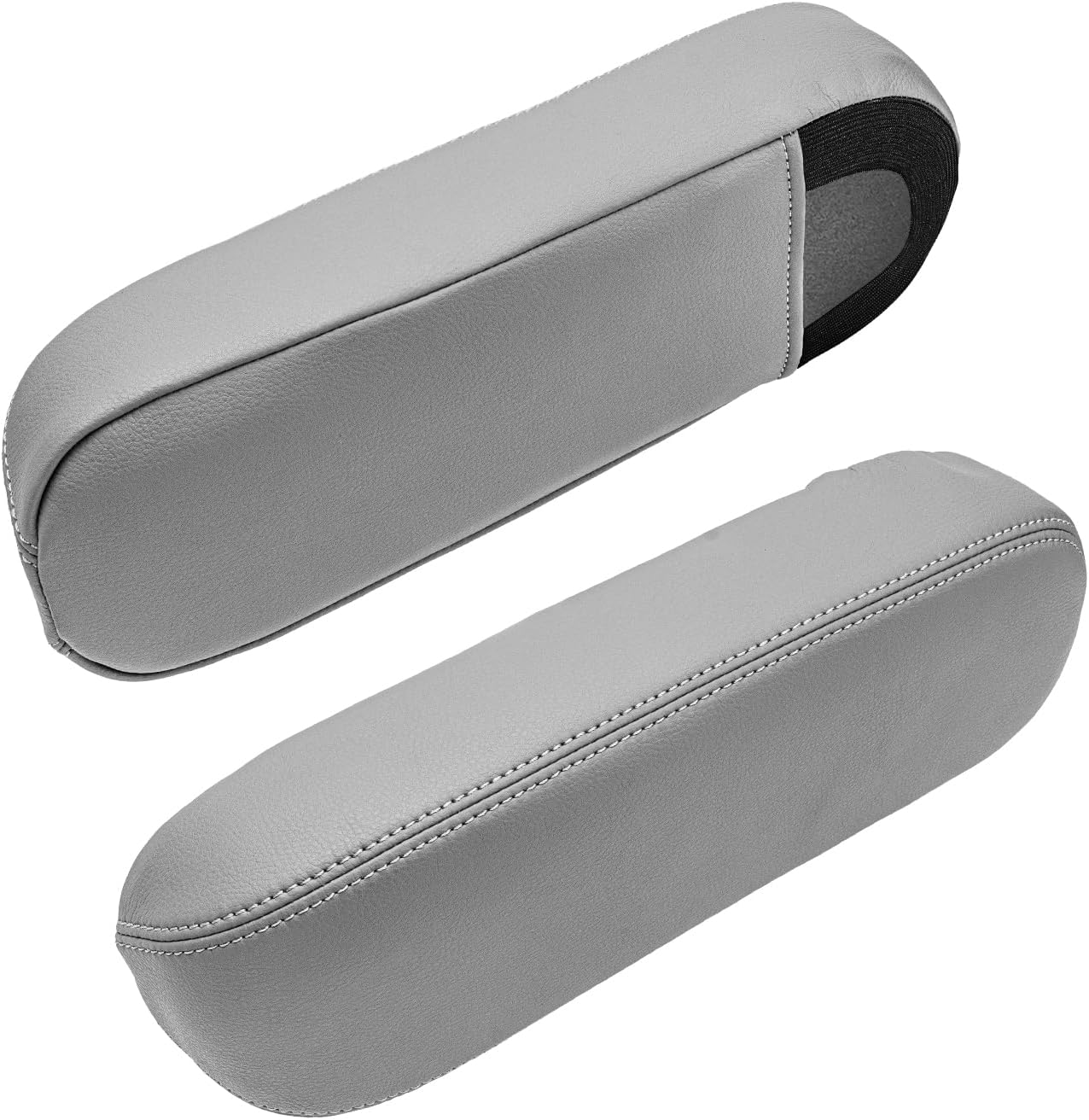 KBH Front Seat Armrest Cover for Ford F250 F350-F550 Lariat 1999-2007, F250 F350 F450 XLT Sport 2002-2006, Excursion Limited XLT 2000-2005, Vinyl Leather, Truck Interior Accessories, 1 Pair, Gray