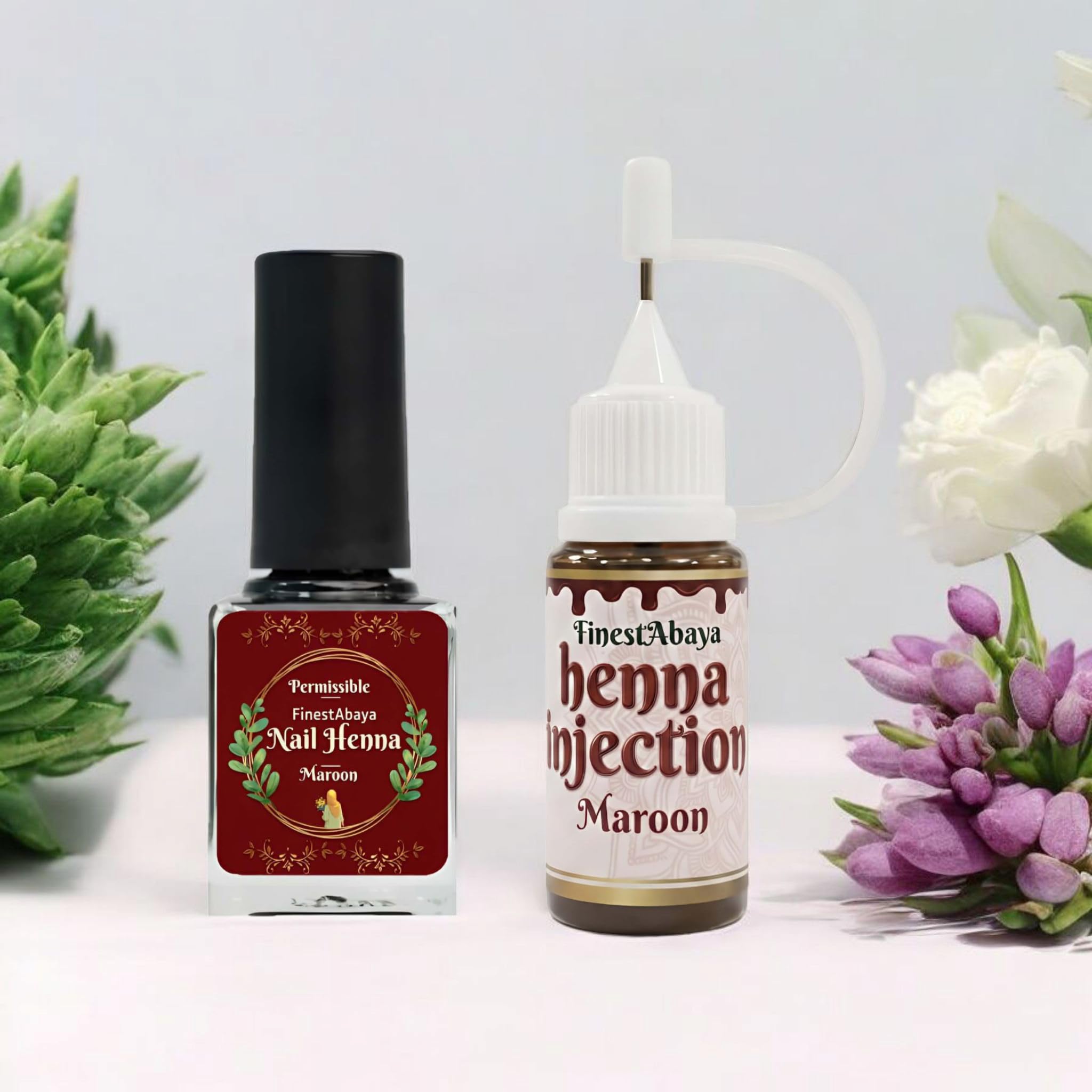 Natural Instant Henna Nail Mehndi "Bottle + Injection" Breathable and Long Lasting Vegan Henna Nail Polish for Women | Wudhu Friendly (Pack of 2)-image-43