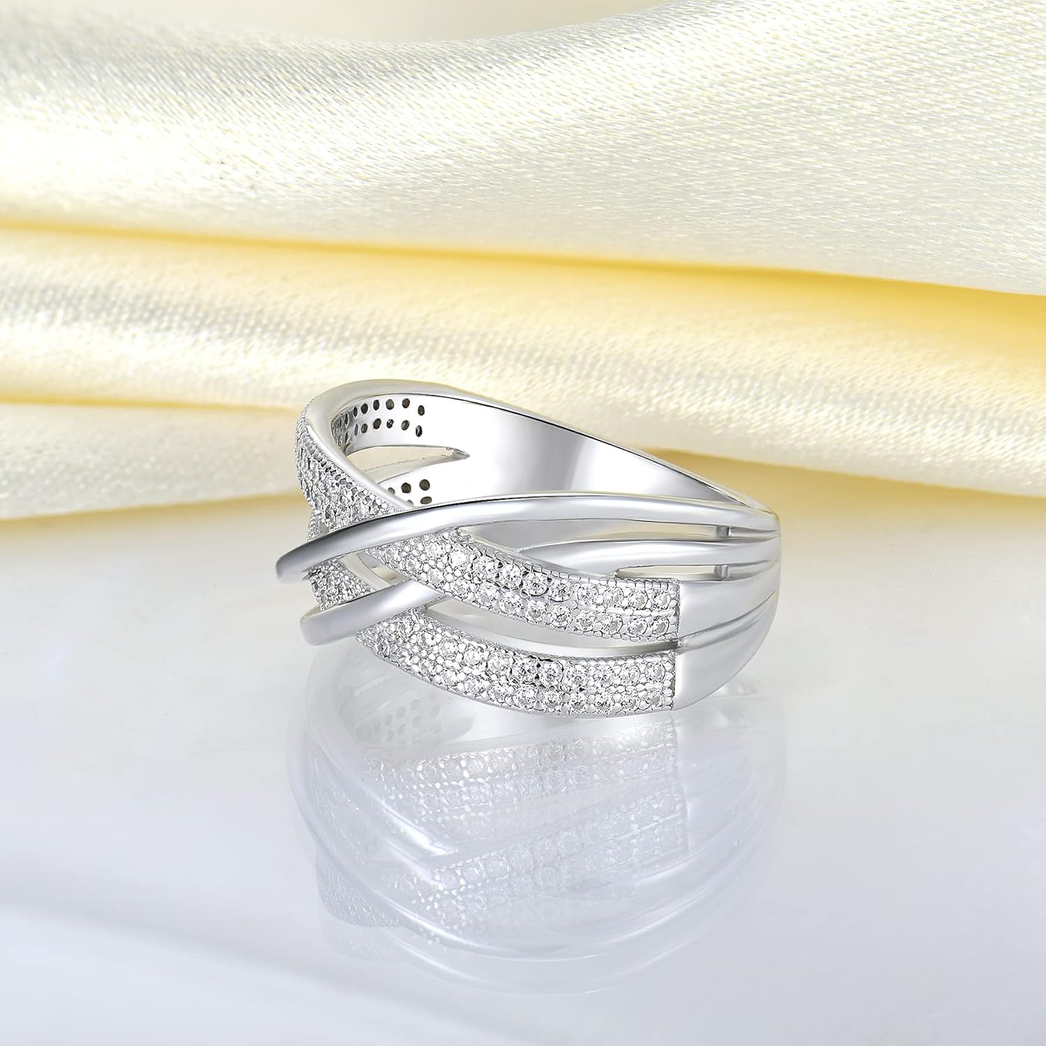 YL Twisted Knot Rings 925 Sterling Silver Cubic Zirconia Infinity Statement Rings for Women - Image 6