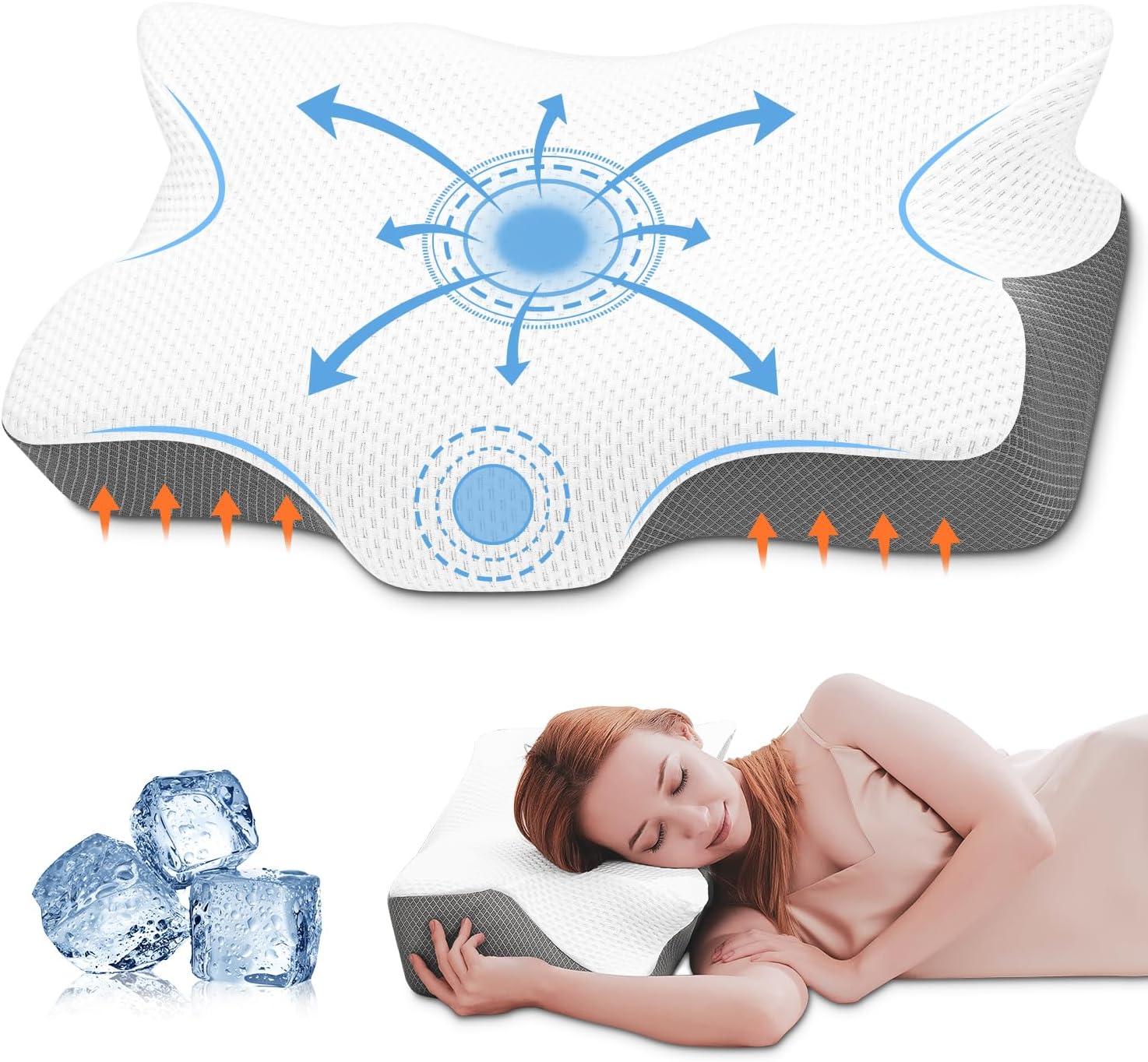 Anvo Cervical Pillow for Neck Pain Relief - Ergonomic Pillows for Pain Relief Sleeping-Memory Foam Pillows for Neck and Shoulder Pain - Neck Pillow for Side Back & Stomach Sleeper - X-White Soft