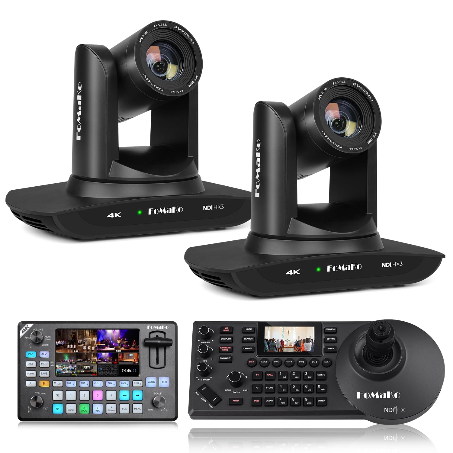 FoMaKo K30NS 4K 30x Optical Zoom PTZ Camera with NDI 6 &amp; NDI HX3, AI Auto-Tracking Gen 3,for Art and Craft Workshops Live demonstrations (K30NSX2+KC602+KC608 Pro