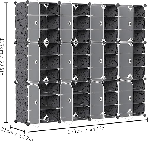 Miniatura 2 de Armario de almacenamiento de zapatos portátil de 9 niveles, organizador de zapatos desmontable con capacidad para 72 pares de zapatos con puertas